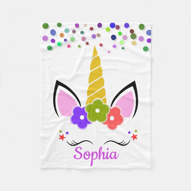 Personalised Unicorn with Pony Fleece Blanket (Front)