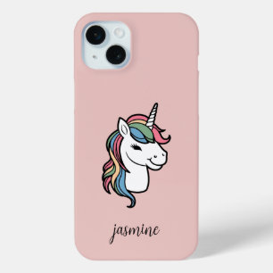 Personalised Unicorn with Rainbow Mane iPhone 15 Mini Case