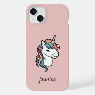 Personalised Unicorn with Rainbow Mane iPhone 15 Plus Case