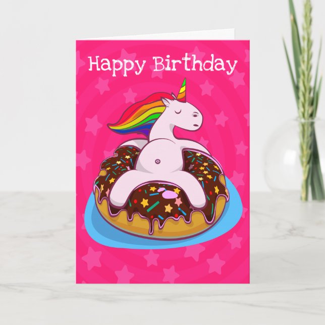 Personalised Unicorns And Doughnuts Birthday Card (Front)
