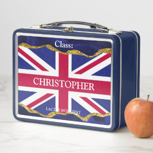 Personalised .Union Flag School Work Metal Lunch Box
