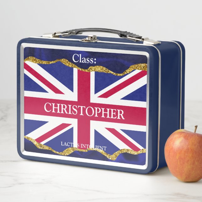 Personalised .Union Flag School Work  Metal Lunch Box (In Situ)