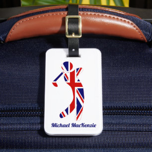 Personalised Union Jack Golfer Luggage Tag