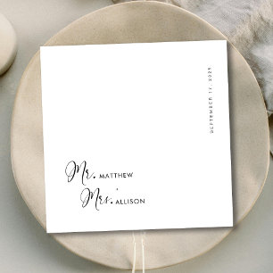 Personalised Unique Calligraphy Mr. & Mrs. Wedding Napkin