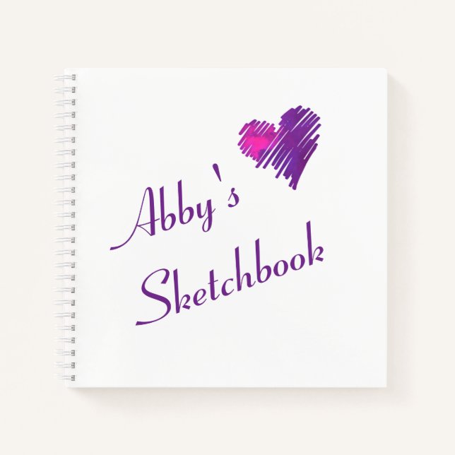 Personalised Unique Cute Heart Doodle Sketchbook Notebook (Front)