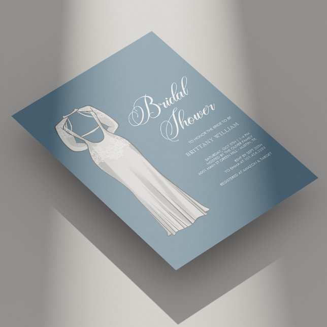 Personalised Unique Dusty Blue Bridal Shower Invitation (Personalized Unique Dusty Blue Bridal Shower Invitation)