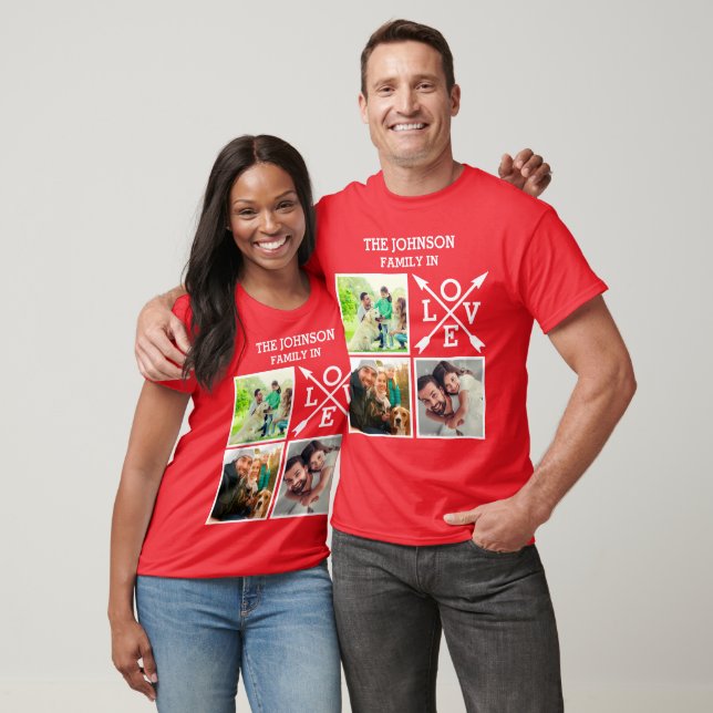 Personalised Unique Family In Love Photo Collage T-Shirt (Unisex)