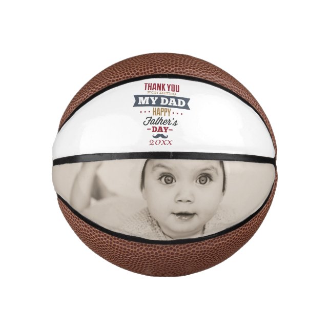 Personalised Unique Fathers Day Photo Gift Mini Basketball (Front)