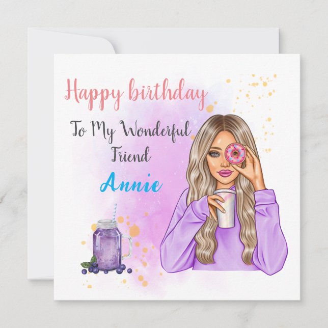 Personalised Unique Name Birthday Card fo Friend (Front)