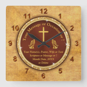 Personalised, Unique Religious Gifts for Him, Square Wall Clock