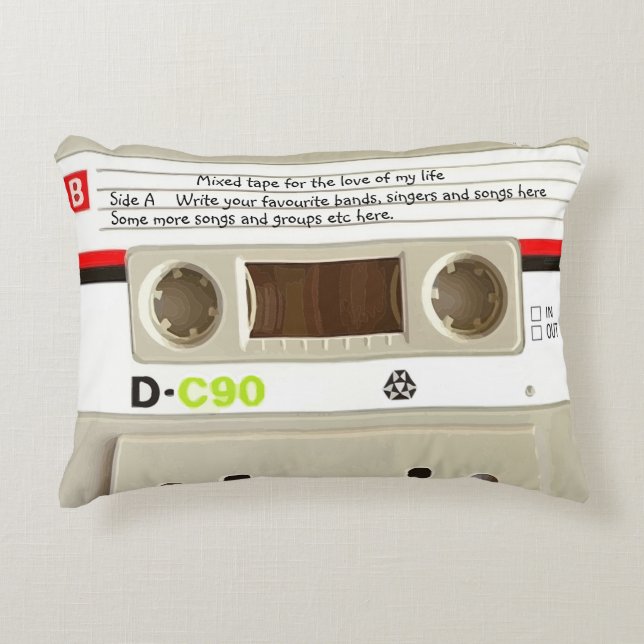 Personalised Unique Retro Mixed cassette tape  Decorative Cushion (Front)