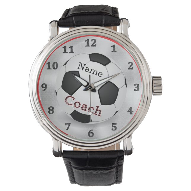 Personalised Unique  Soccer Coach Gifts with NAME Watch (Front)