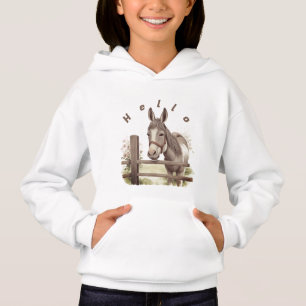 Personalised Unisex Child’s Hello Hoodie. Donkey