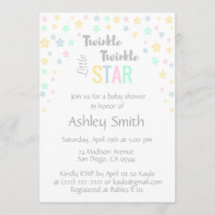 Personalised Unisex Twinkle Twinkle Baby Shower Invitation