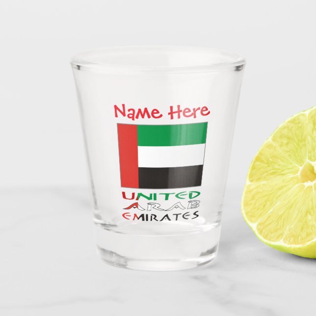 Personalised United Arab Emirates Flag Shot Glass (Front)