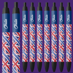 Personalised United Kingdom Flag Black Ink Pen