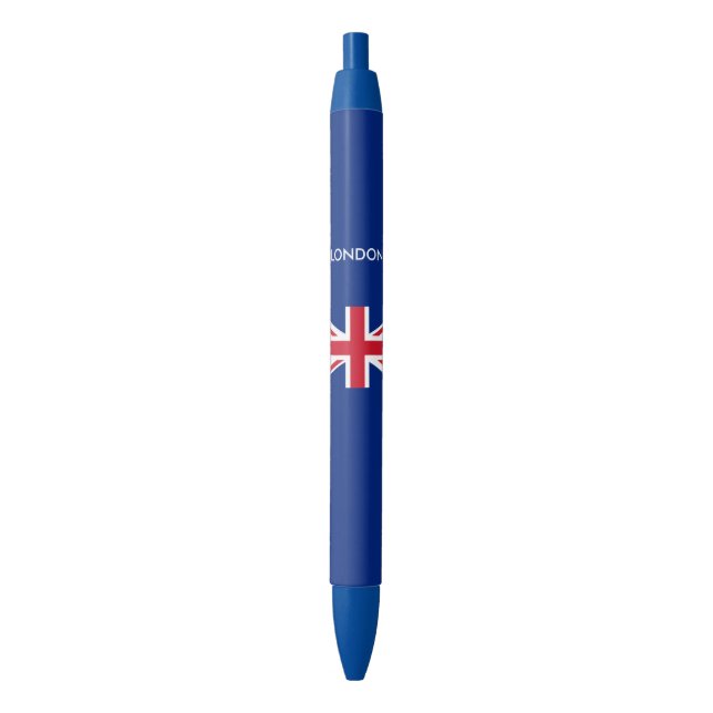 Personalised United Kingdom flag Blue Ink Pen (Front Vertical)