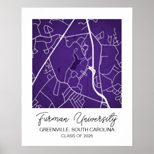 Personalised University Map, custom map, college c Poster