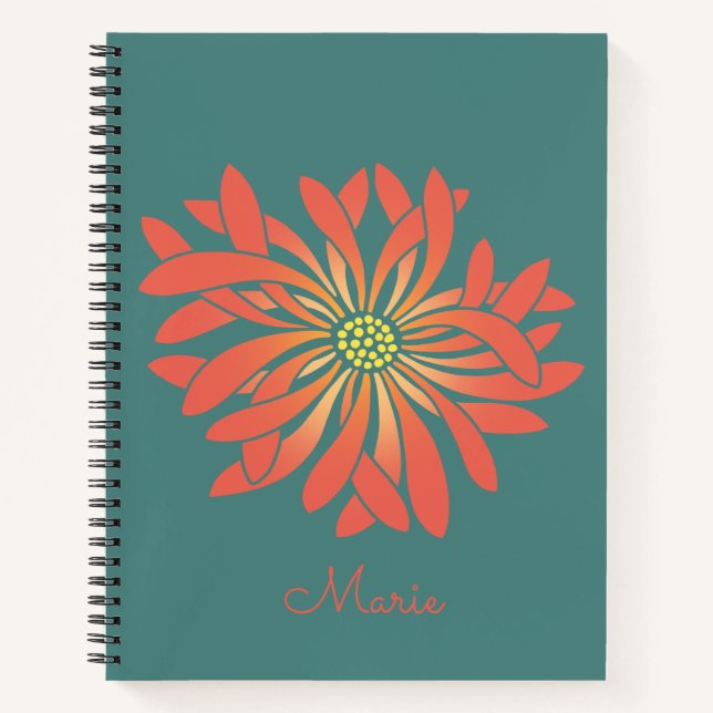 Personalised Untamed Coral Flower Notebook (Front)