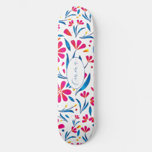 Personalised Uplifting Floral Pattern Skateboard