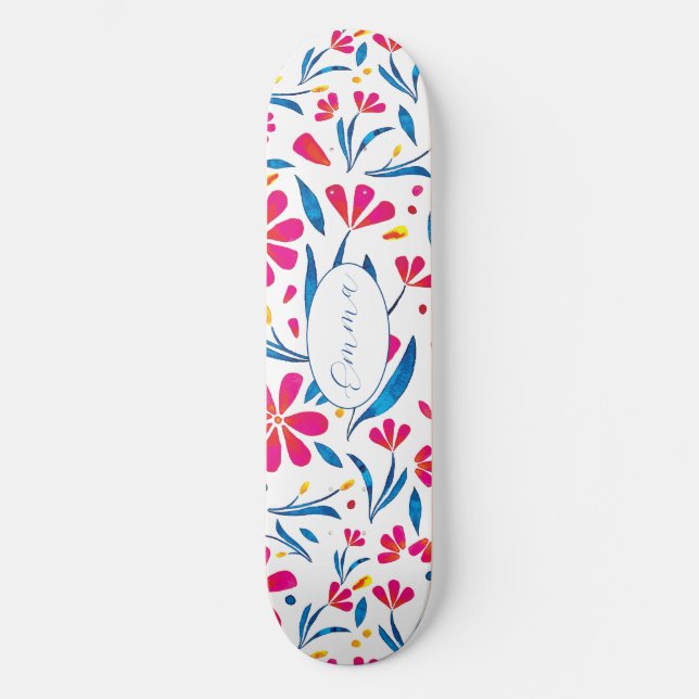 Personalised Uplifting Floral Pattern Skateboard (Front)
