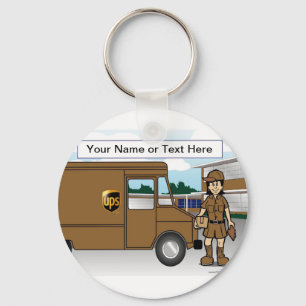 Personalised UPS Driver - Female Cartoon Key Ring