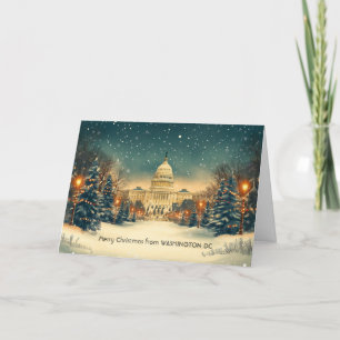 Personalised US Capitol Washington DC Christmas Holiday Card