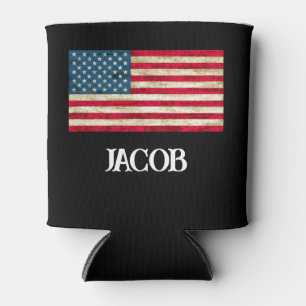 Personalised US Flag American Flag Can Cooler