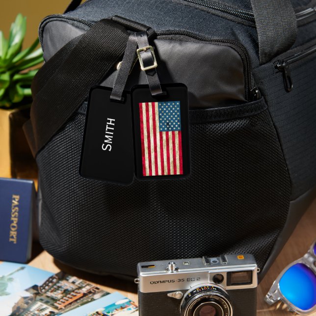 Personalised US Flag American Flag Luggage Tag (Front & Back)