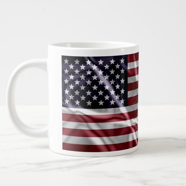 Personalised US Flag Red, White Stripes Stars Blue Large Coffee Mug (Left)