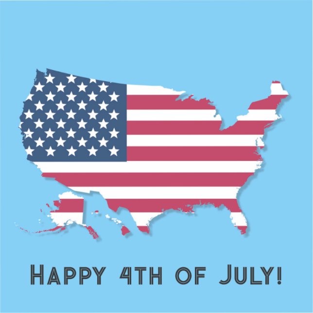 Personalised US Map and Flag Red White Blue (Front)