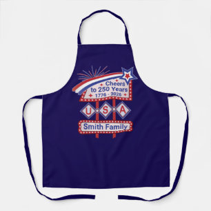 Personalised USA 250–Patriotic Retro Marquee Apron