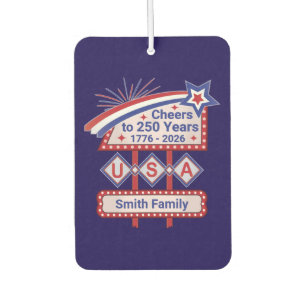 Personalised USA 250–Patriotic Retro Marquee Car Air Freshener