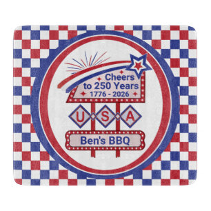 Personalised USA 250–Patriotic Retro Marquee Cutting Board