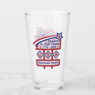 Personalised USA 250–Patriotic Retro Marquee Glass