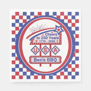 Personalised USA 250–Patriotic Retro Marquee Napkin