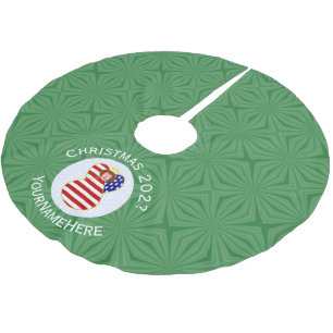 Personalised USA Angel Christmas Flag Red Hair Brushed Polyester Tree Skirt