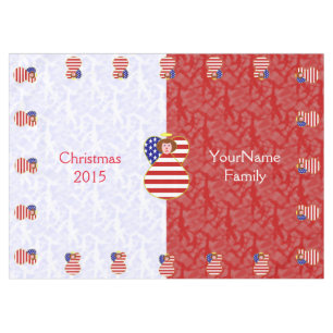 Personalised USA Angel Flag on Red and White Tablecloth