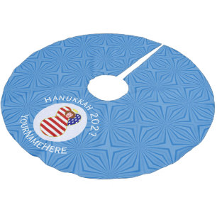 Personalised USA Angel Hanukkah Flag Brushed Polyester Tree Skirt