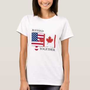 Personalised USA CANADA Dual Flag T-Shirt