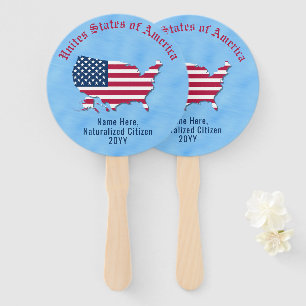 Personalised USA Flag Map United States Citizen Hand Fan
