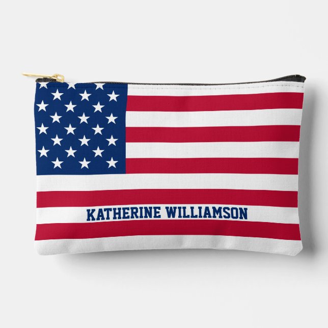 Personalised USA Flag Stars and Stripes Accessory Pouch (Front)