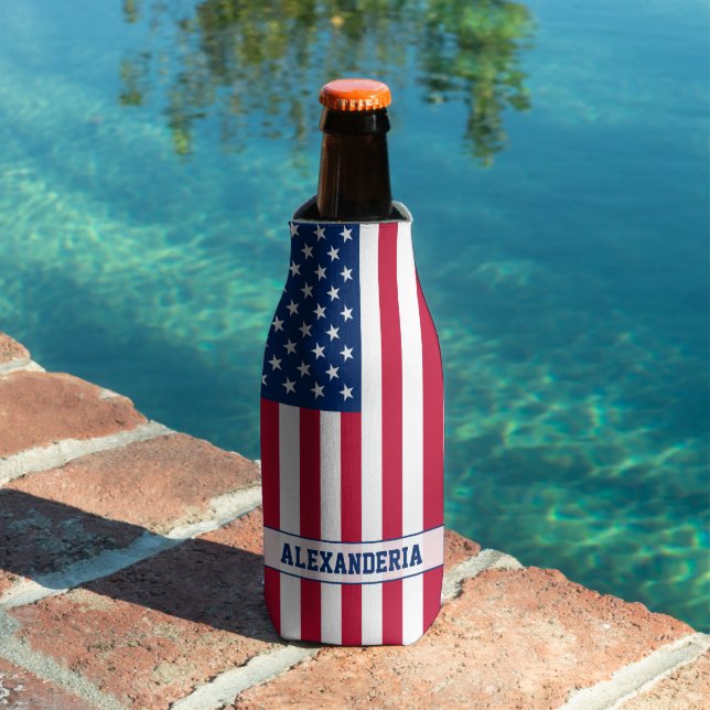 Personalised USA Flag Stars and Stripes Can Cooler (In Situ Pool)