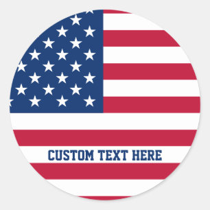 Personalised USA Flag Stars and Stripes Classic Round Sticker