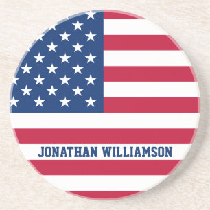 Personalised USA Flag Stars and Stripes Coaster