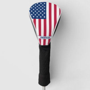 Personalised USA Flag Stars and Stripes Golf Head Cover