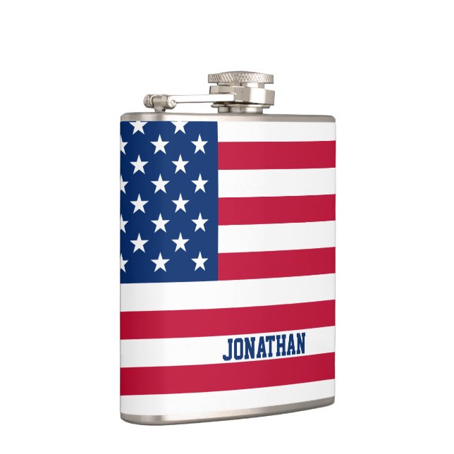Personalised USA Flag Stars and Stripes Hip Flask (Right)