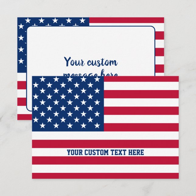Personalised USA Flag Stars and Stripes Thank You Card (Front/Back)