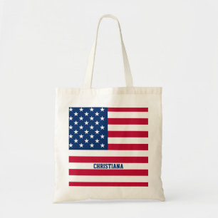 Personalised USA Flag Stars and Stripes Tote Bag
