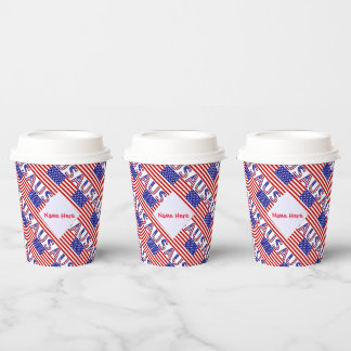 Personalised USA Flag Tiled Party Paper Cups